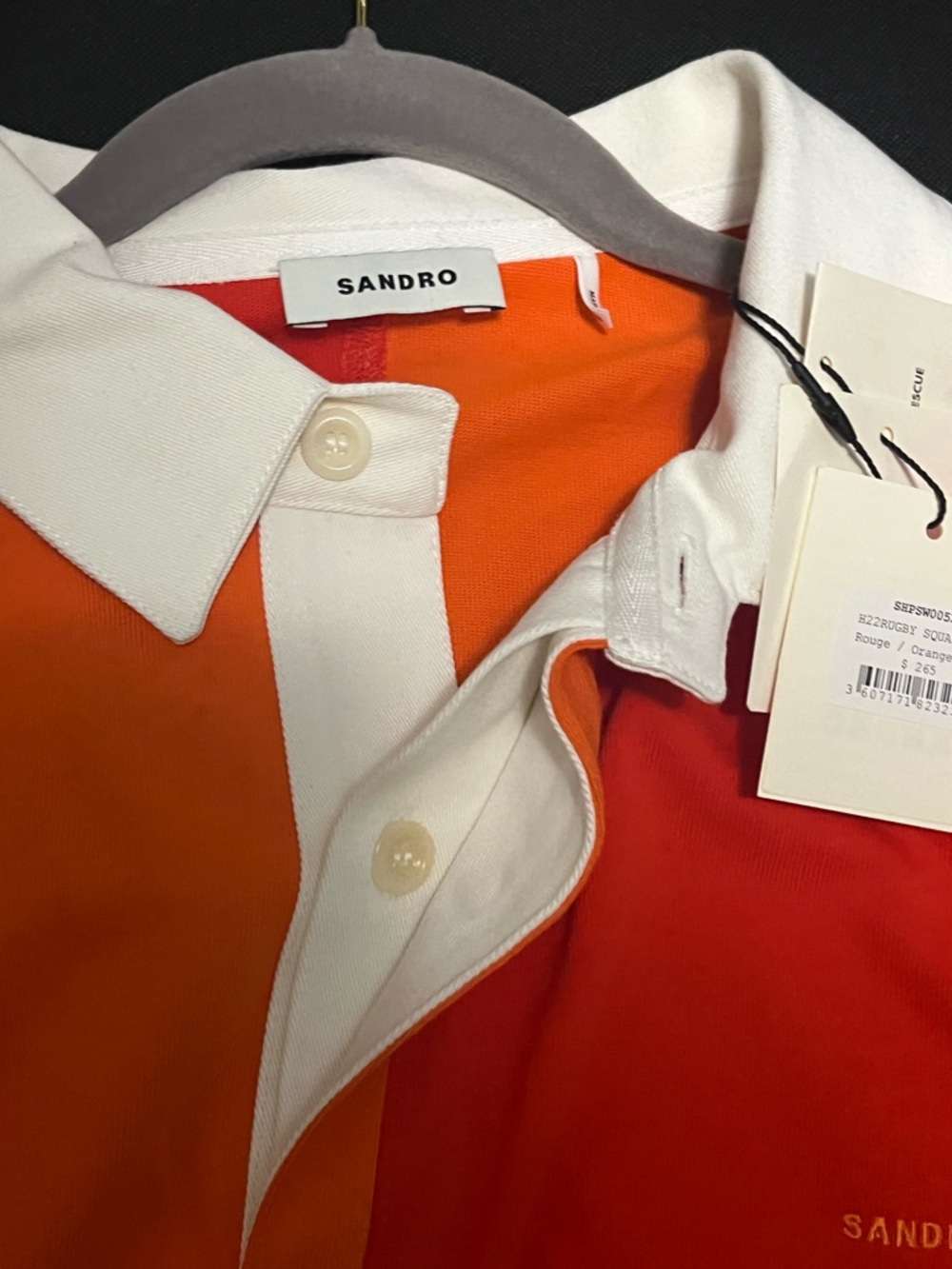 Sandro Rouge/Orange Rugby Square Sweatshirt size XXL (2XL) - Picture 6 of 10